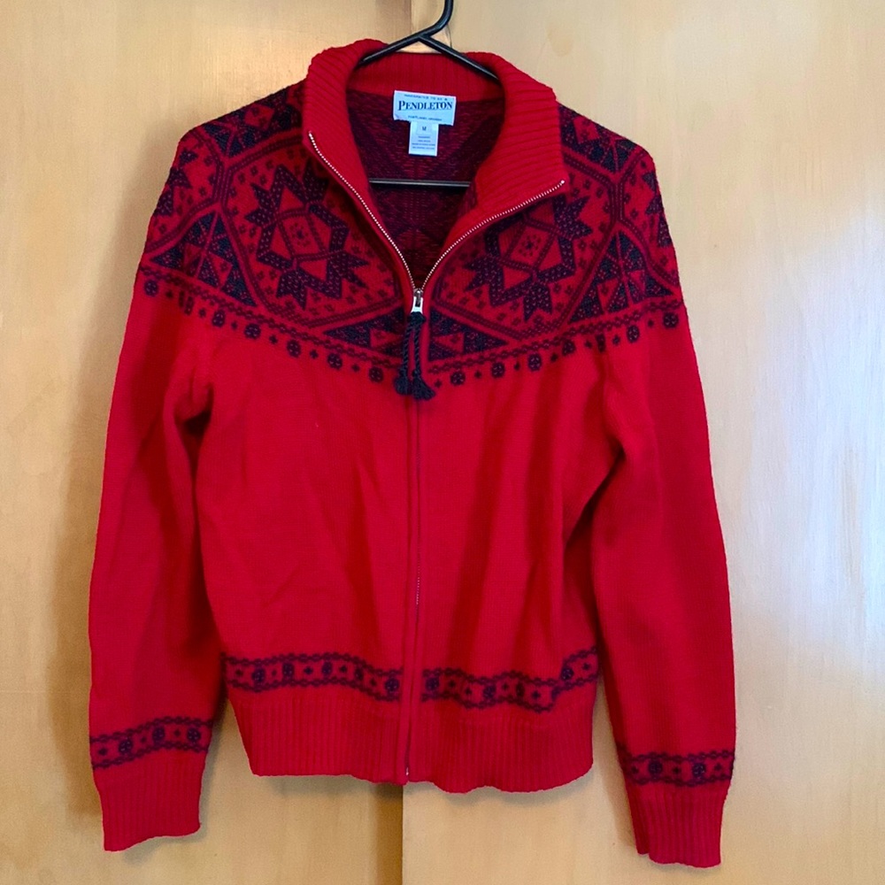 Pendleton Red Zipper Cardigan